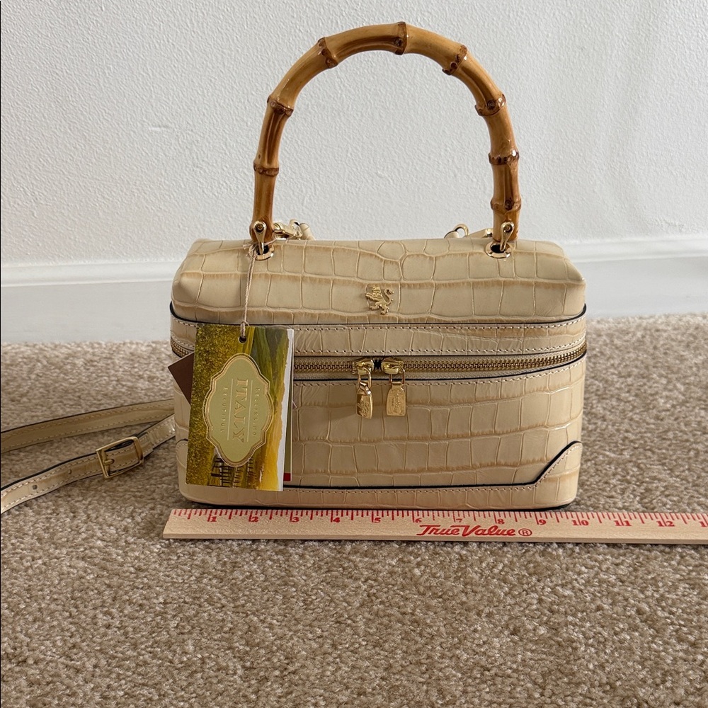 Pratesi Italy Luxury Croc-Embossed Calfskin Vanity Case Purse- NWT